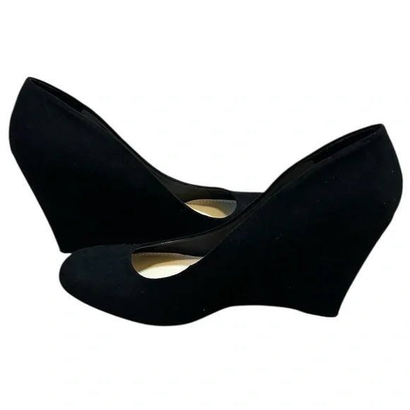 Jessica Simpson Black Suede Cash Solid Slip On Wedge Heels size 8.5 - Picture 3 of 16